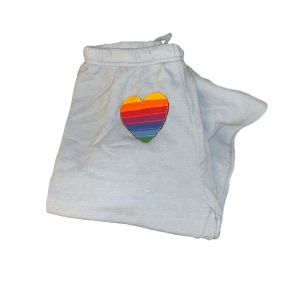 NWOT! Aviator Nation RAINBOW HEART STITCH SWEATPANTS - ICE | Women's Medium - Picture 5 of 7